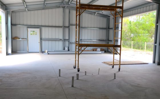 Interior of Steel Building on Concrete Slab