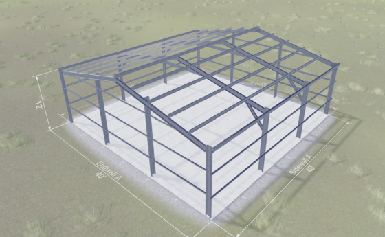 3D Rendered 40x40 Steel Building Frame