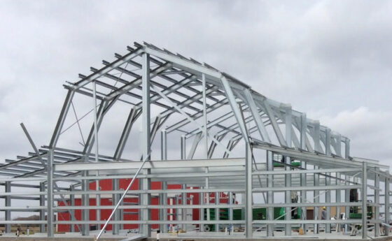 prepare for steel building, steel barn frame awaiting construction