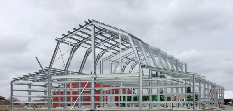 prepare for steel building, steel barn frame awaiting construction