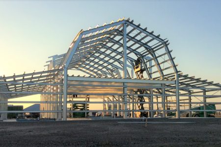 Barn with Gambrel Roof Under Construction