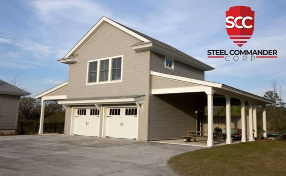 Two-Story Steel Home with Two Side Porches