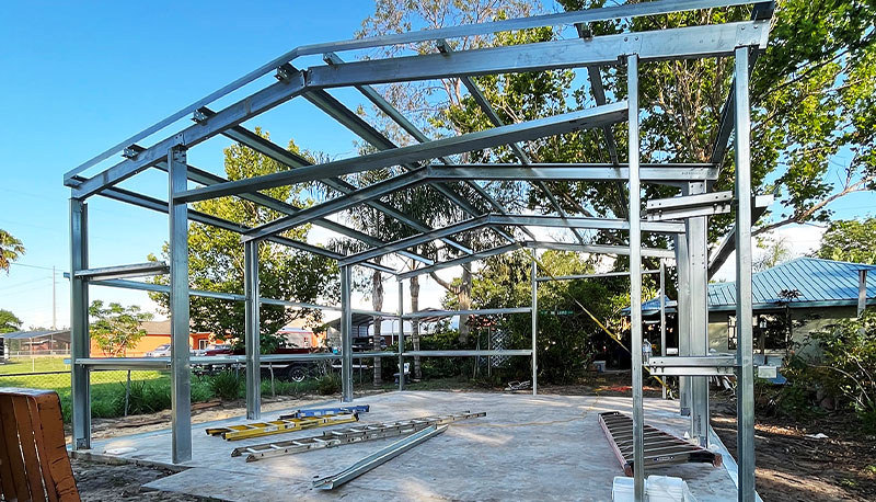 c-channel building under construction on concrete foundation