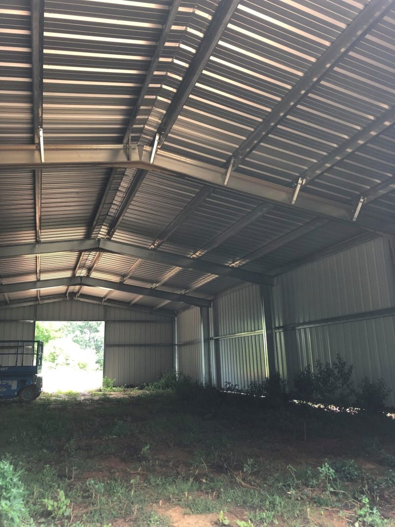 Interior of Steel Garage without Foundation