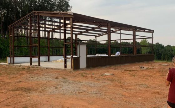 Steel Building Frame on Concrete Slab