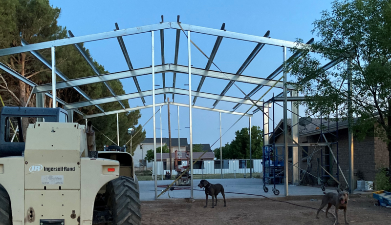 Quality Steel Building Frame Installed on a Concrete Foundation