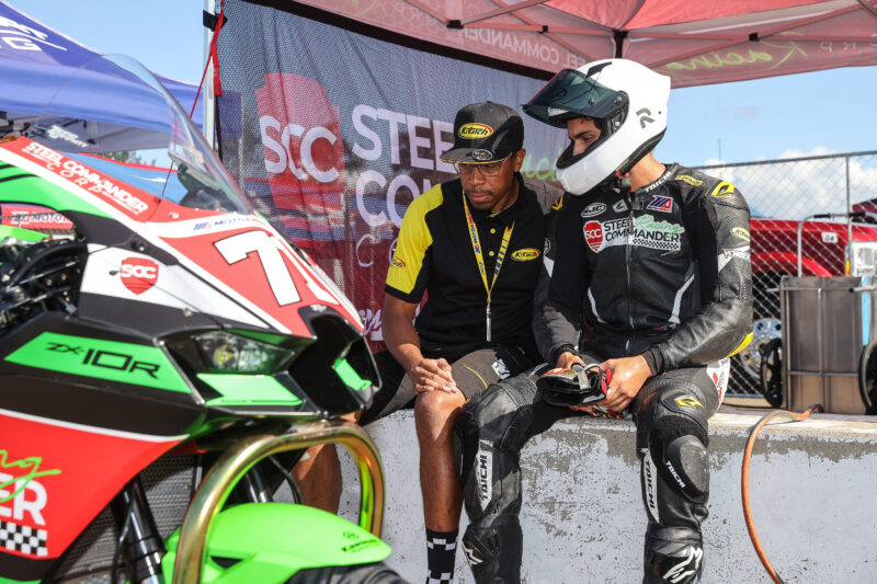 Gabriel Da Silva of Steel Commander Racing relaxing in between rounds at Brainerd Motorsports Park