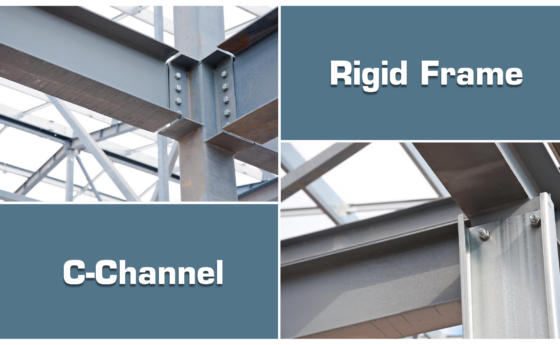 Examples of a c-channel beam, compared to a rigid frame I-beam.